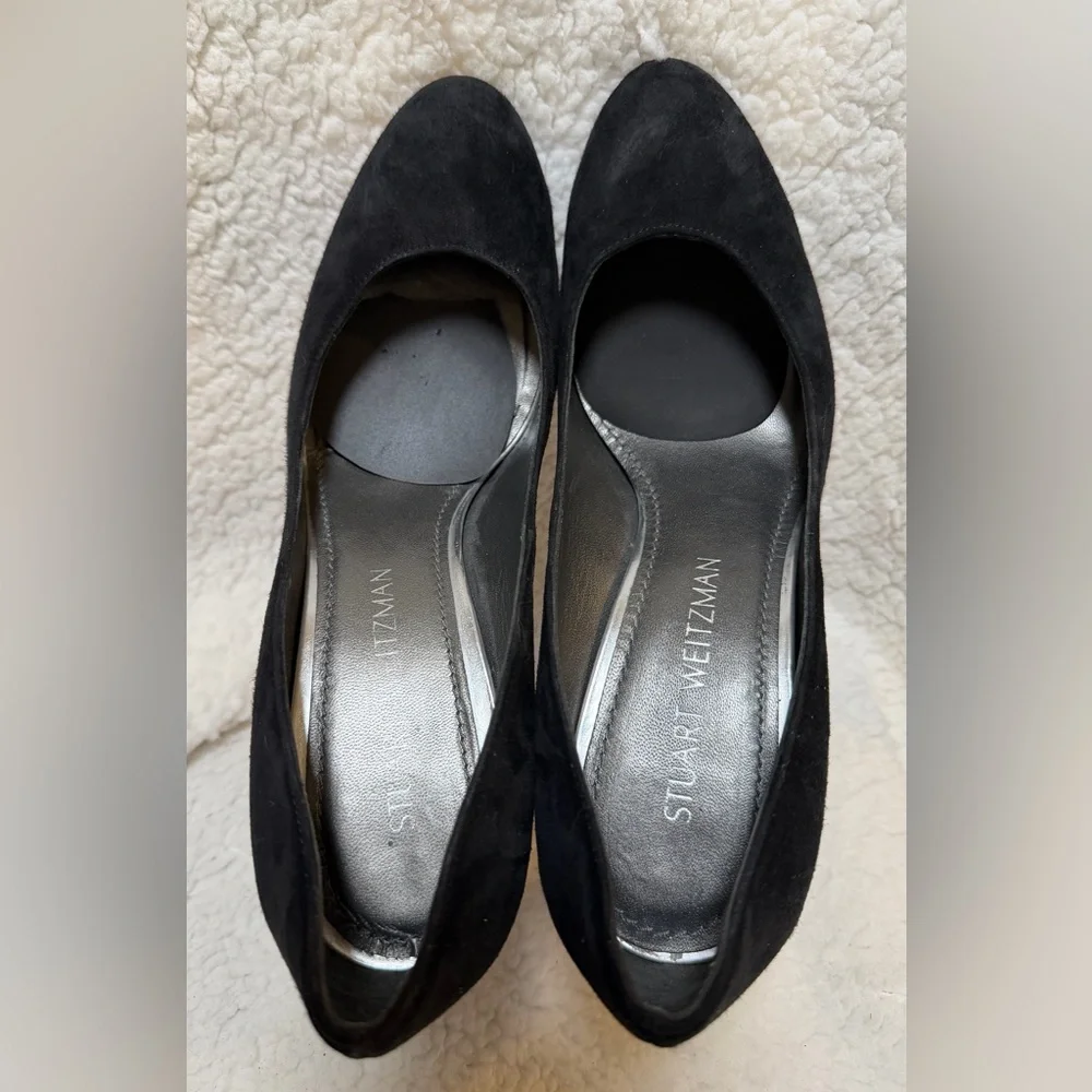 Stuart Weitzman Black Suede Women’s Round Toe Pumps Stiletto Heels Size 8.5M